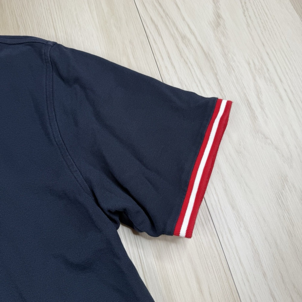 Psycho Bunny Polo Shirt Pima Cotton Skull Bunny Logo Striped Trim Size 7 Navy - Picture 4 of 10